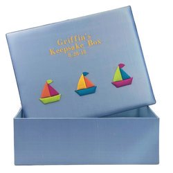 Image of Sailboats Personalized Baby Keepsake Box - Large
