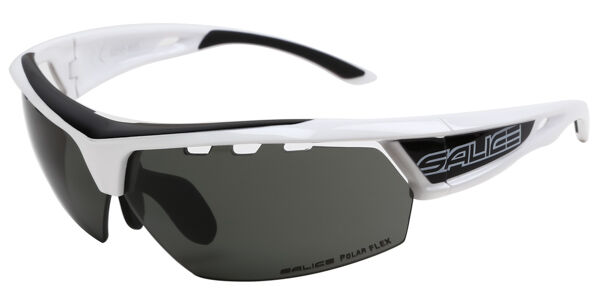 Image of Salice 005 CRX B with Grises Lens BIANCO-NERO/RW NERO Large Lunettes De Soleil Homme Blanches FR