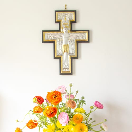 Image of San Damiano Sterling Plaque with Gold Accents ID 2057483