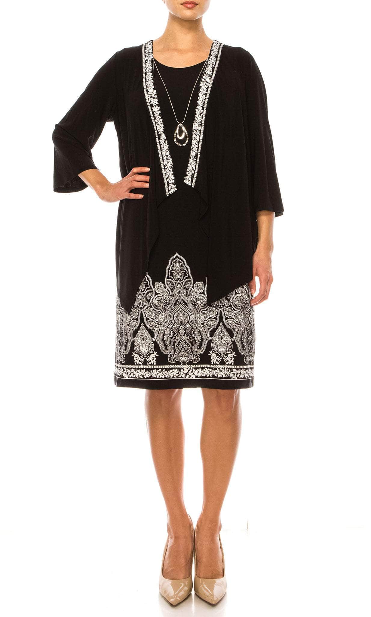 Image of Sandra Darren 76041 - Tribal Print Long Sleeve Short Dress