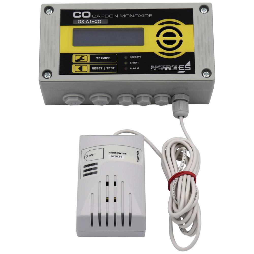 Image of Schabus GX-A1+CO Carbon monoxide detector incl external sensor mains-powered detects Carbon monoxide