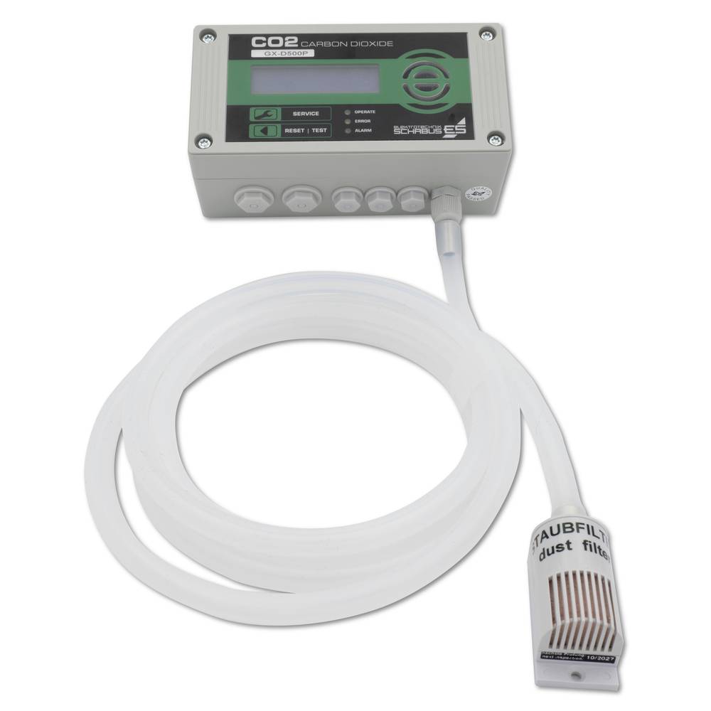 Image of Schabus GX-D500P Carbon dioxide detector incl built-in sensor mains-powered detects Carbon dioxide