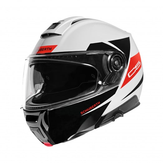 Image of Schuberth C5 Eclipse White Red Modular Helmet Size S ID 4017765144814