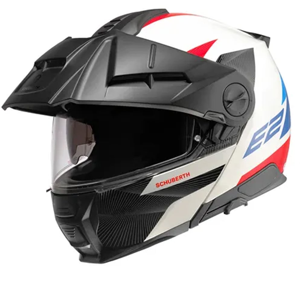 Image of Schuberth E2 Defender White Blue Modular Helmet Talla S