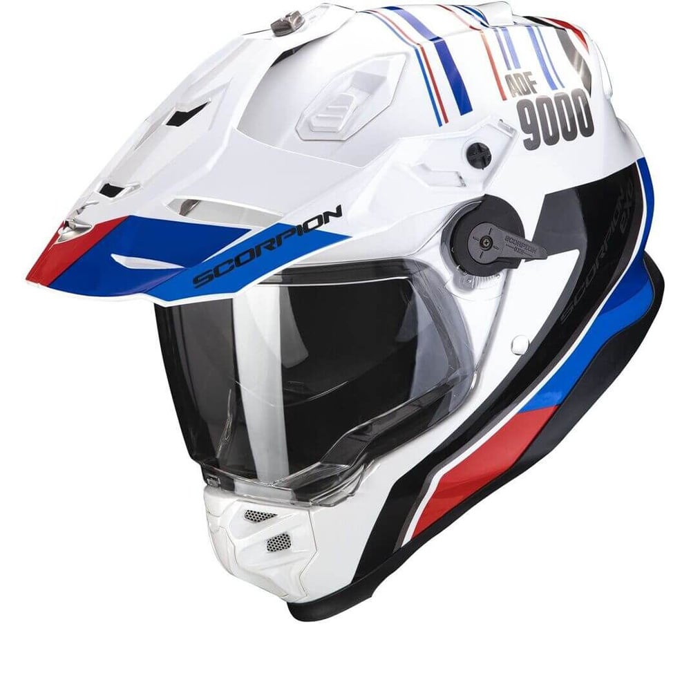 Image of Scorpion ADF-9000 Air Desert White-Blue-Red Adventure Helmet Size S ID 3399990111542