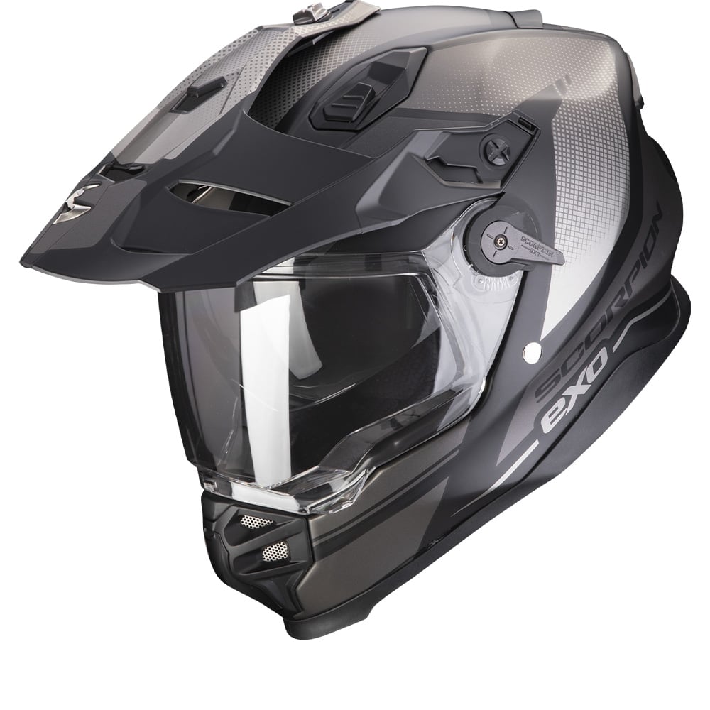 Image of Scorpion ADF-9000 Air Trail Matt Black-Silver Adventure Helmet Talla M