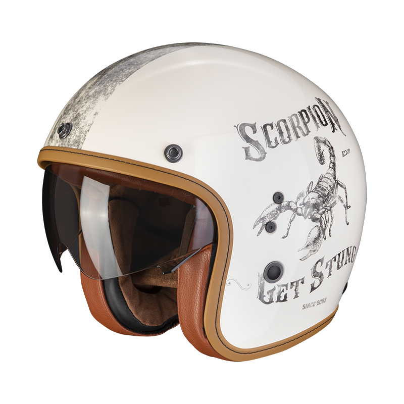 Image of Scorpion Belfast Evo Pique Cream-Black Jet Helmet Size M ID 3399990095880