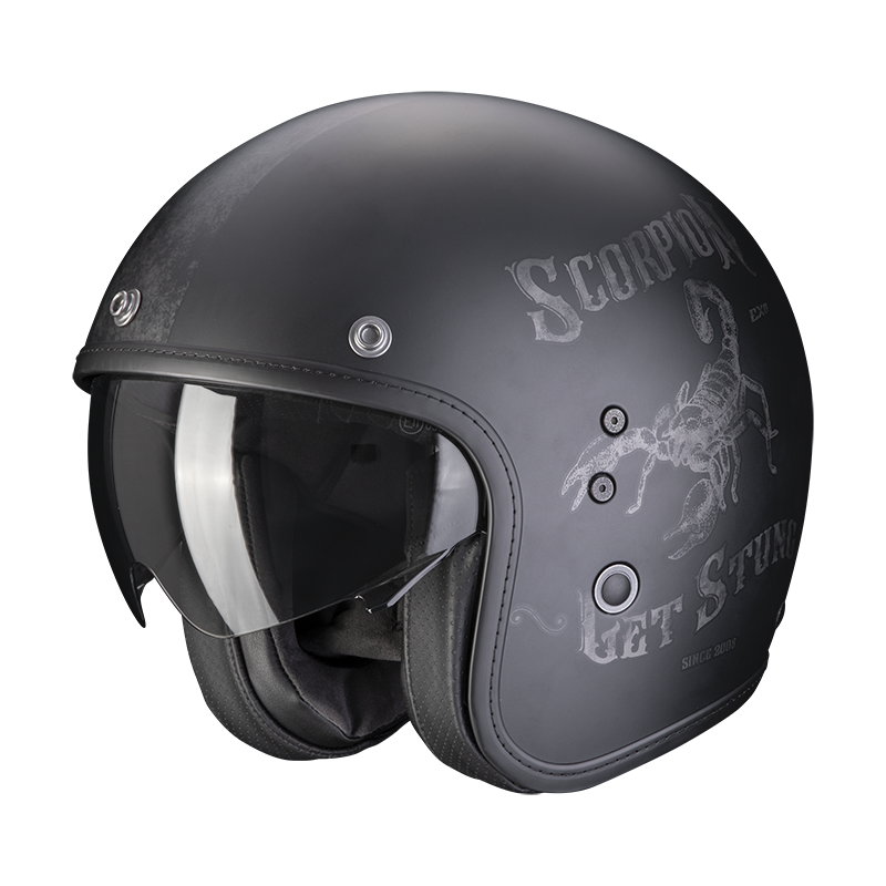 Image of Scorpion Belfast Evo Pique Matt Black-Silver Jet Helmet Size L ID 3399990095835
