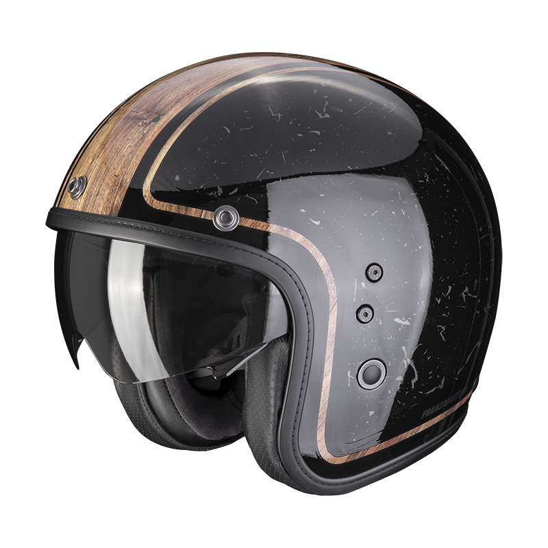 Image of Scorpion Belfast Evo Retrol Black-Brown Jet Helmet Size S ID 3399990096245