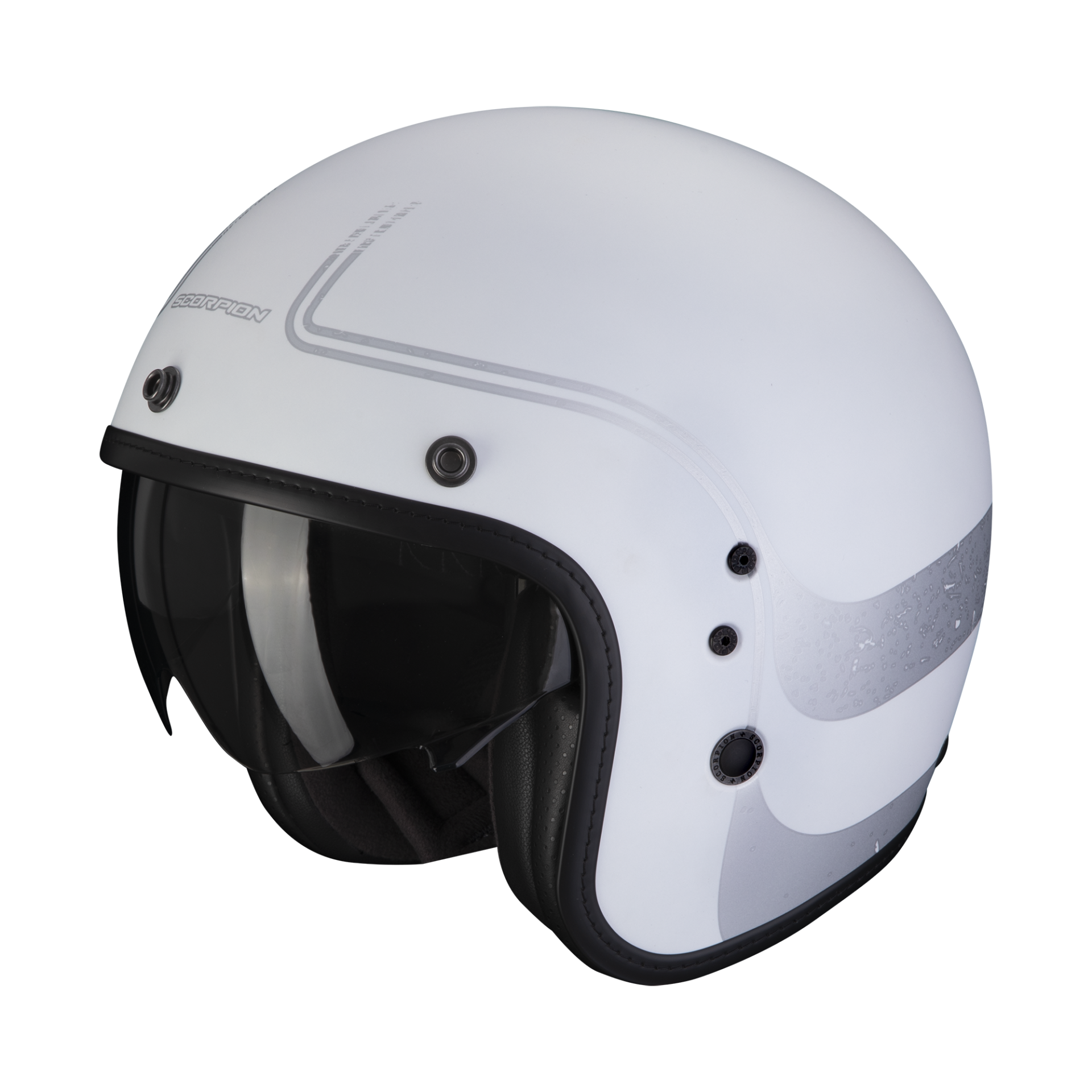 Image of Scorpion Belfast Evo Soul Matt White-Silver Jet Helmet Talla 2XL
