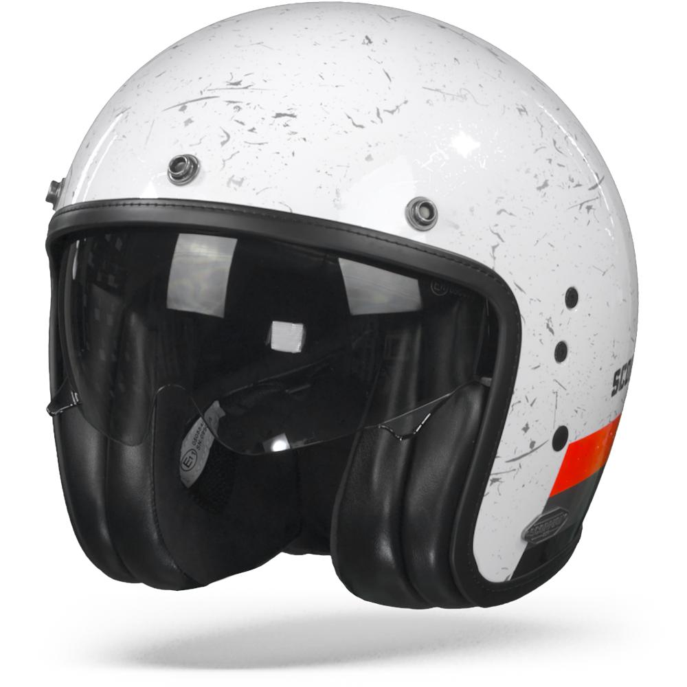 Image of Scorpion Belfast Shift White Red Fluo Jet Helmet Size S ID 3399990083122