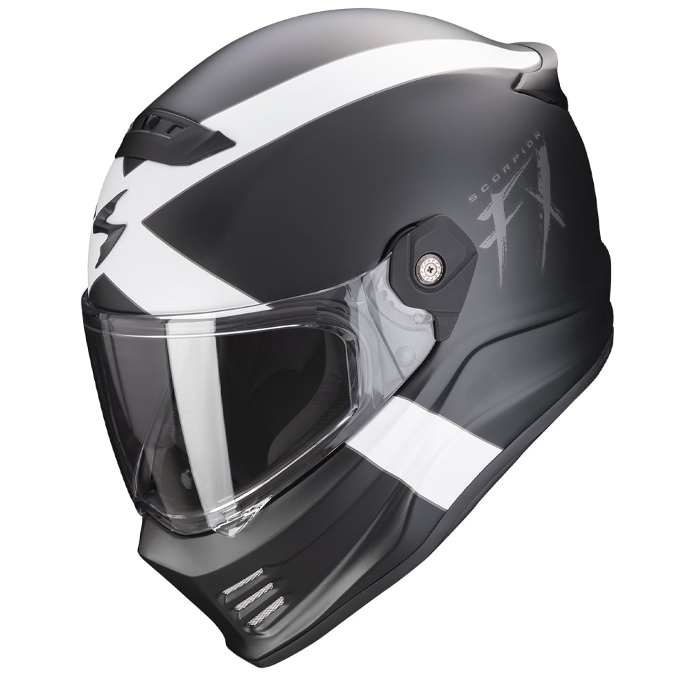 Image of Scorpion Covert FX Gallus Matt Black-White Full Face Helmet Size L ID 3399990111917