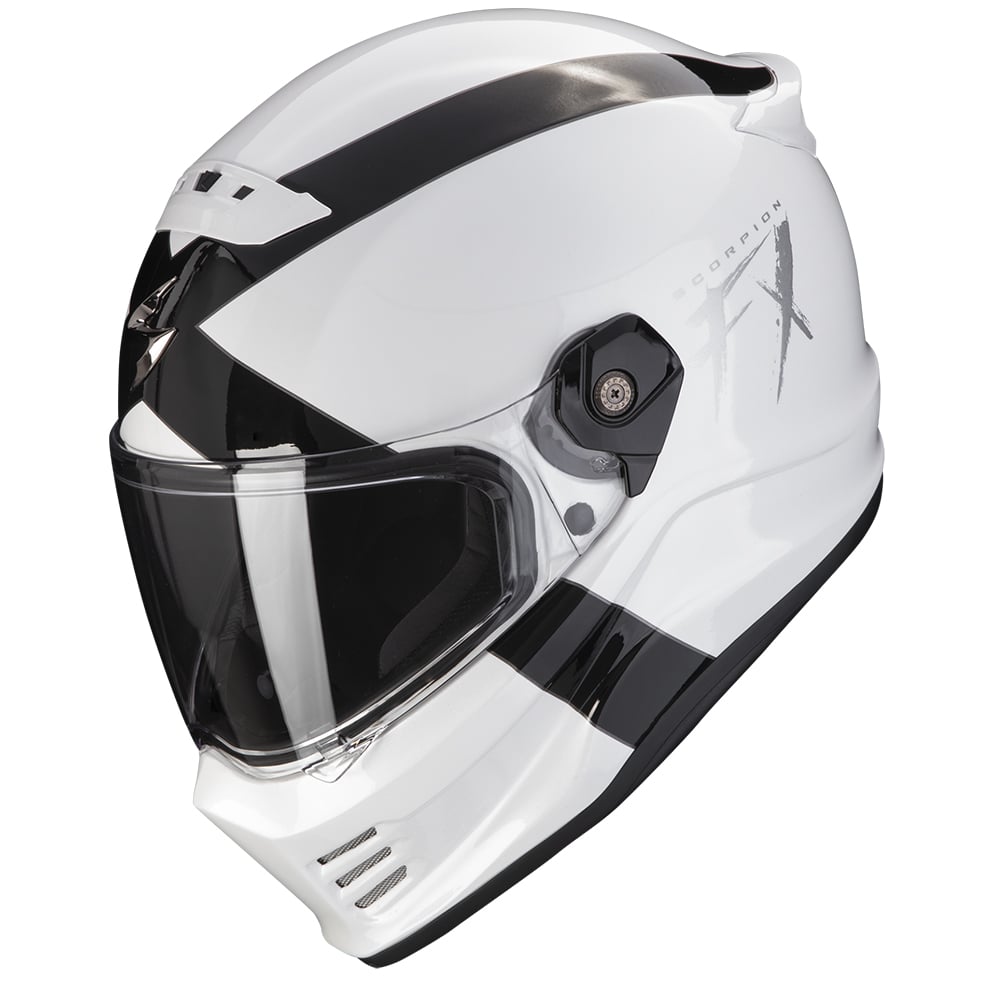 Image of Scorpion Covert FX Gallus White-Black Full Face Helmet Size 2XL ID 3399990111993