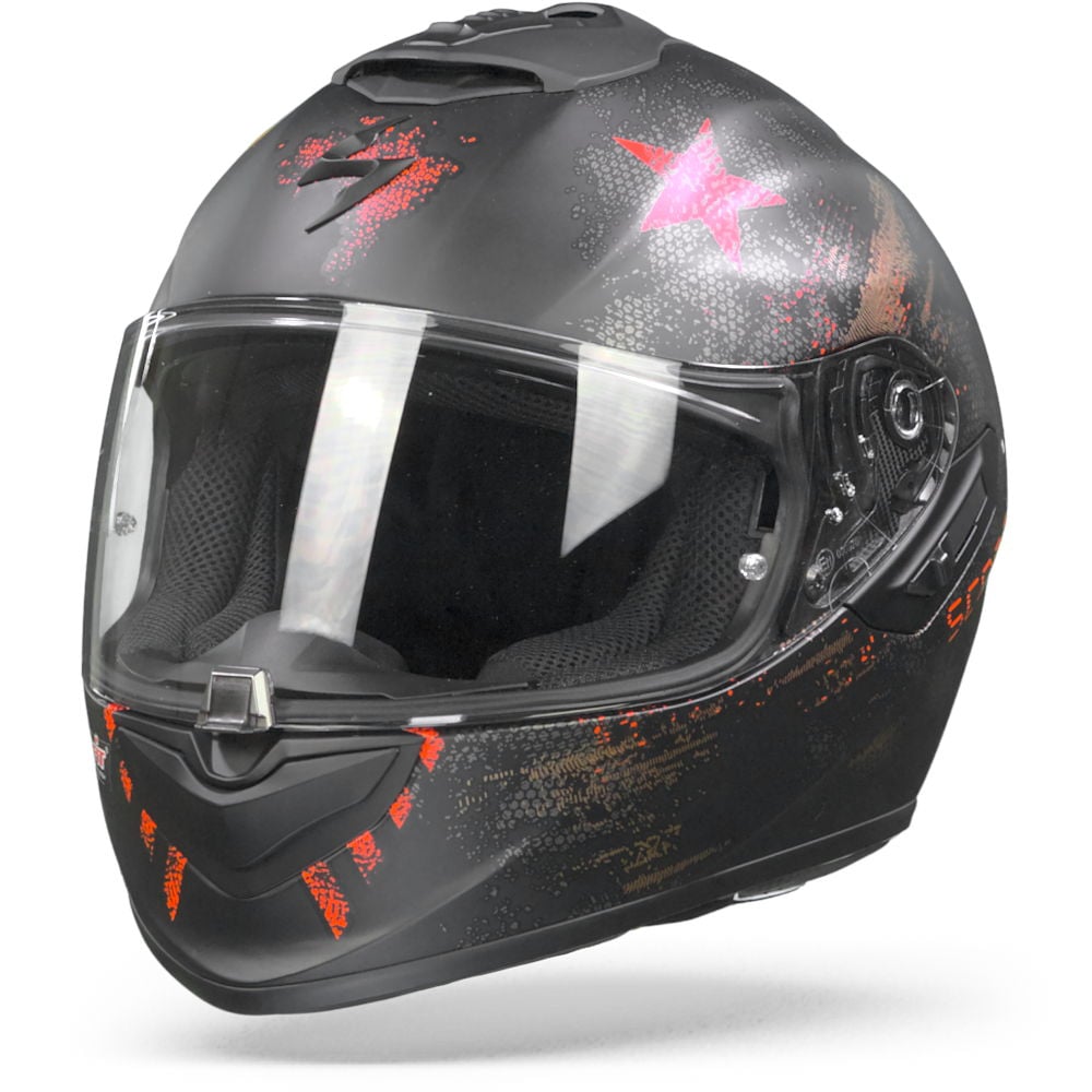 Image of Scorpion EXO-1400 Air Asio Matt Black Red Full Face Helmet Talla 2XL