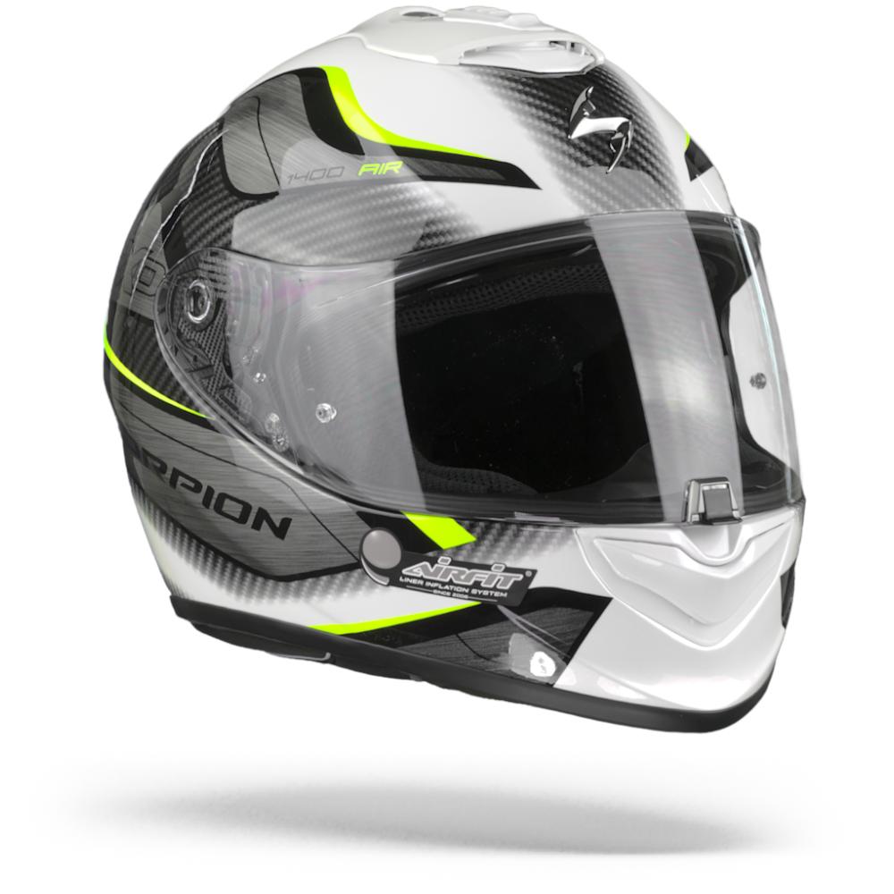 Image of Scorpion EXO-1400 Air Attune White Neon Yellow Full Face Helmet Size 2XL ID 3399990074281