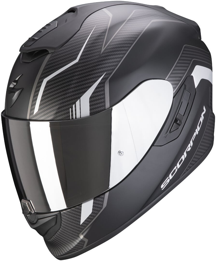 Image of Scorpion EXO-1400 Air Fortuna Matt Black Silver Full Face Helmet Talla 2XL