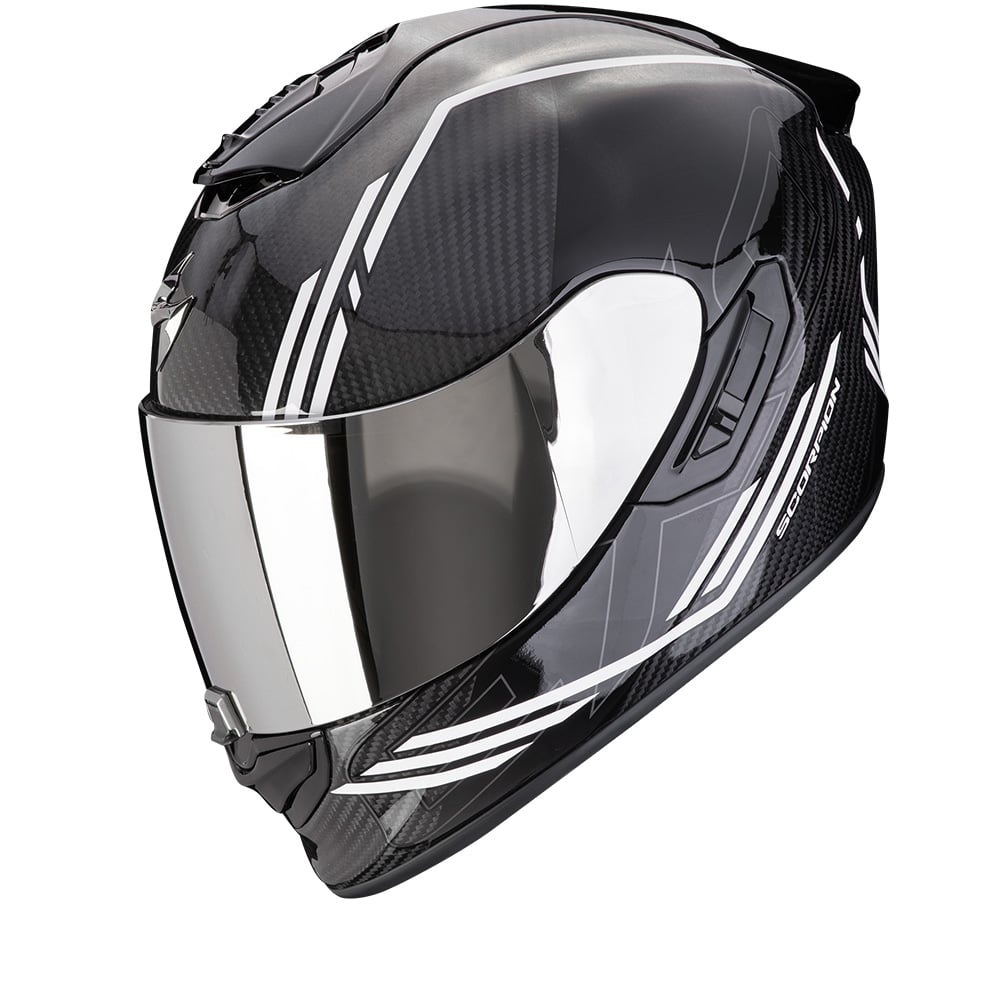 Image of Scorpion EXO-1400 Evo 2 Carbon Air Reika Black-White Full Face Helmet Size L ID 3701629105707