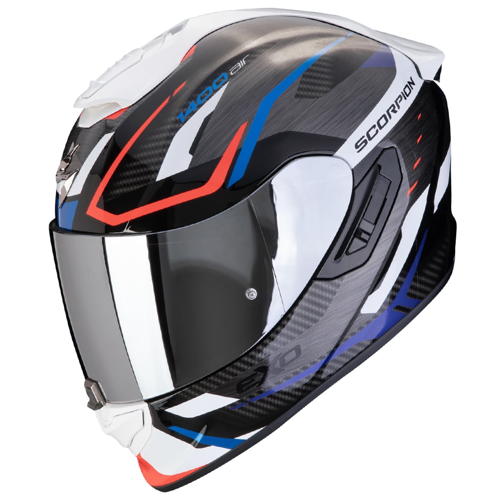 Image of Scorpion EXO-1400 Evo II Air Accord Black Blue White Full Face Helmet Size 2XL ID 3701629108357