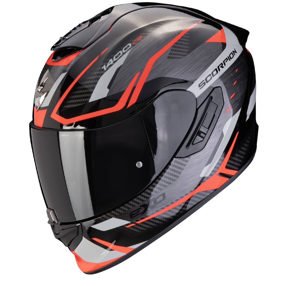 Image of Scorpion EXO-1400 Evo II Air Accord Grey Red Full Face Helmet Size L ID 3701629108272