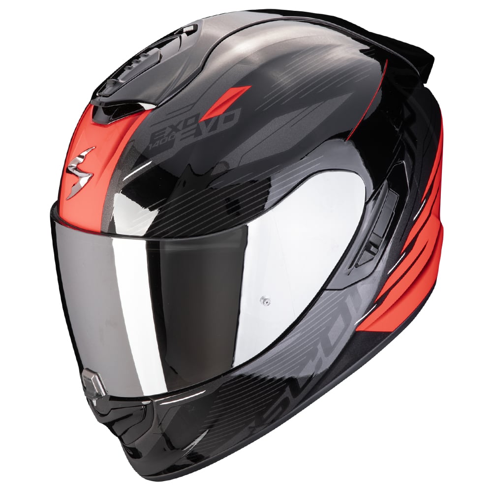 Image of Scorpion EXO-1400 Evo II Air Luma Black Red Full Face Helmet Size L ID 3701629108555