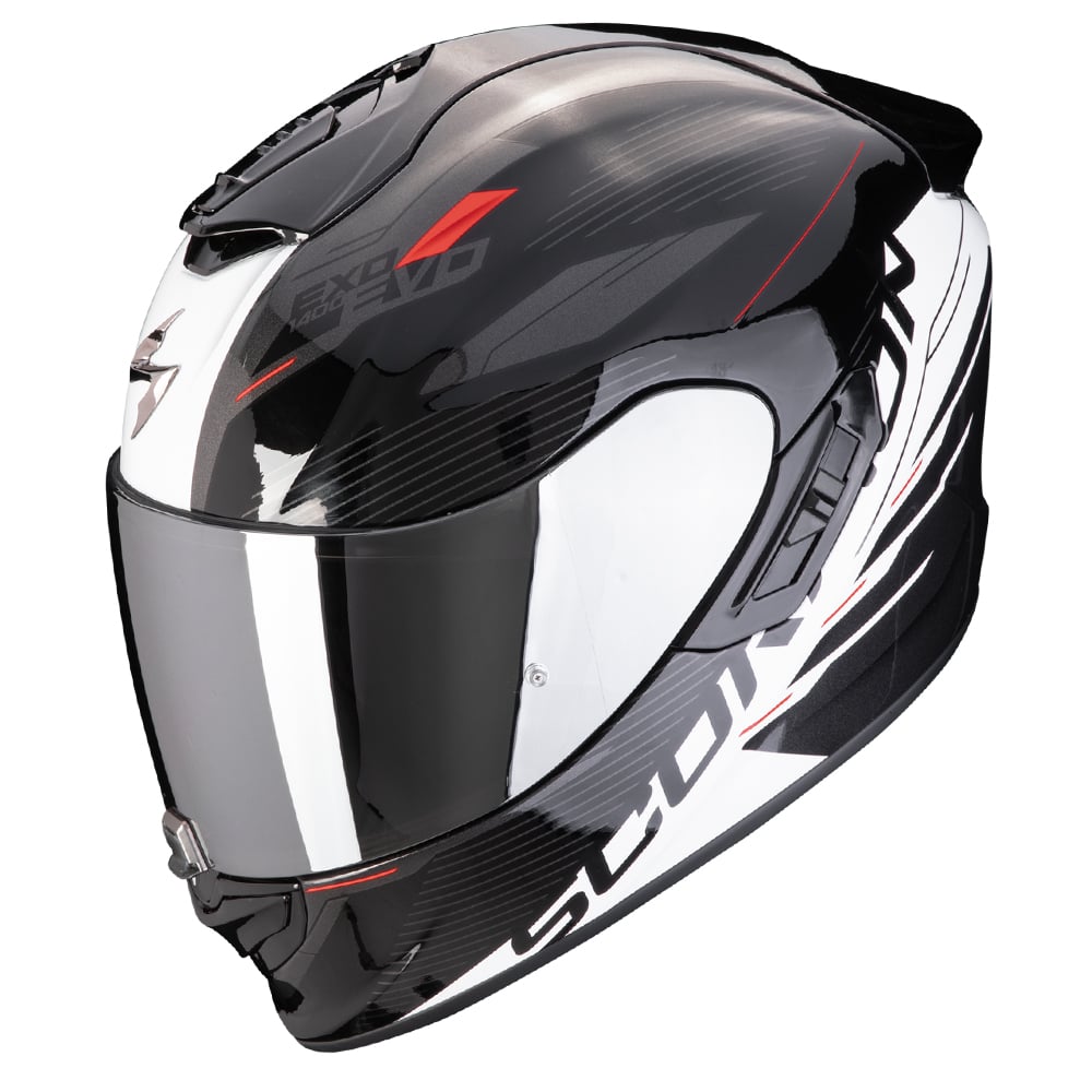 Image of Scorpion EXO-1400 Evo II Air Luma Black White Full Face Helmet Size 2XL EN