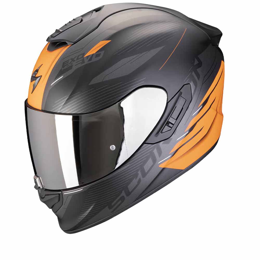 Image of Scorpion EXO-1400 Evo II Air Luma Matt Black Orange Full Face Helmet Size 2XL ID 3701629108418