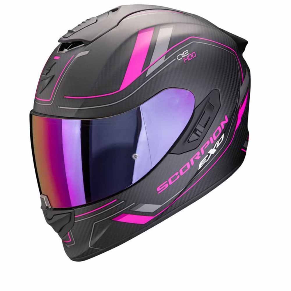 Image of Scorpion EXO-1400 Evo II Carbon Air Mirage Matt Black Pink Full Face Helmet Size S ID 3701629109156