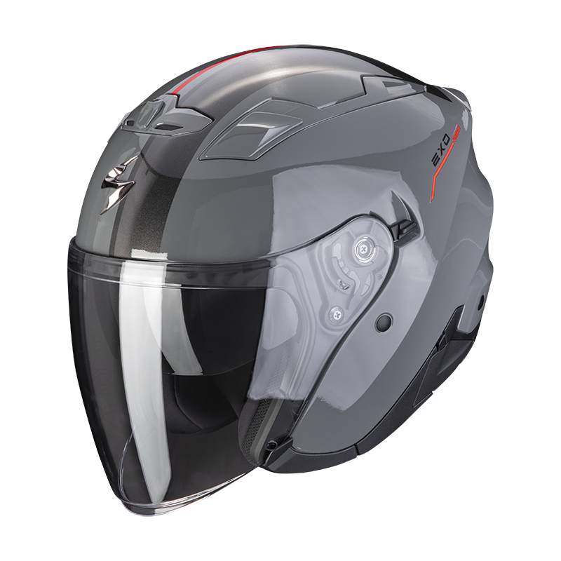 Image of Scorpion EXO-230 SR Cement Grey-Red Jet Helmet Size 2XL EN