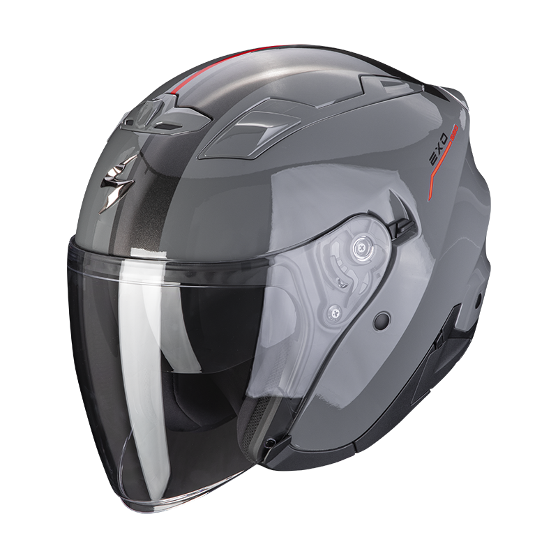 Image of Scorpion EXO-230 SR Cement Grey-Red Jethelm Größe XS