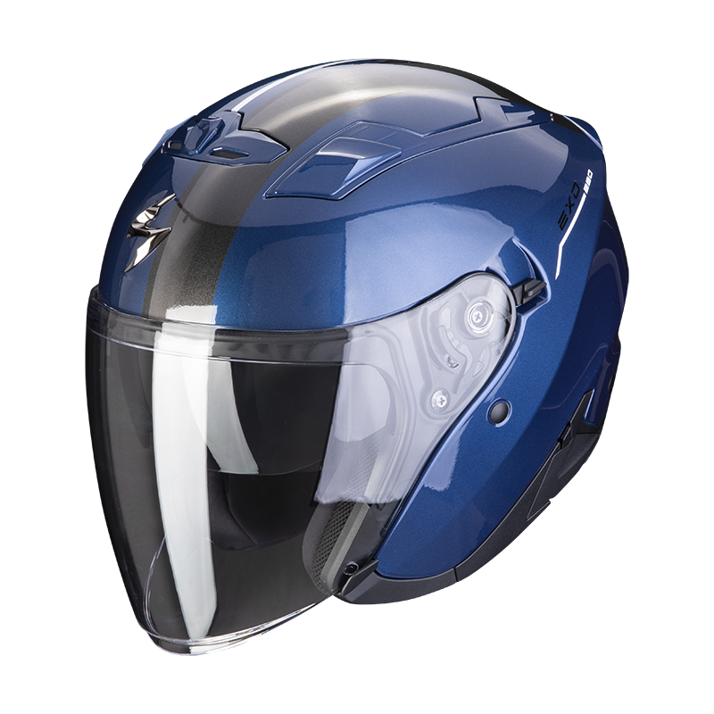 Image of Scorpion EXO-230 SR Dark Blue-White Jet Helmet Talla L