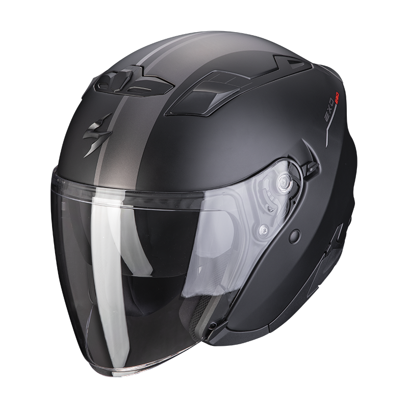 Image of Scorpion EXO-230 SR Matt Black-Silver-Red Jet Helmet Size 2XL ID 3399990097853