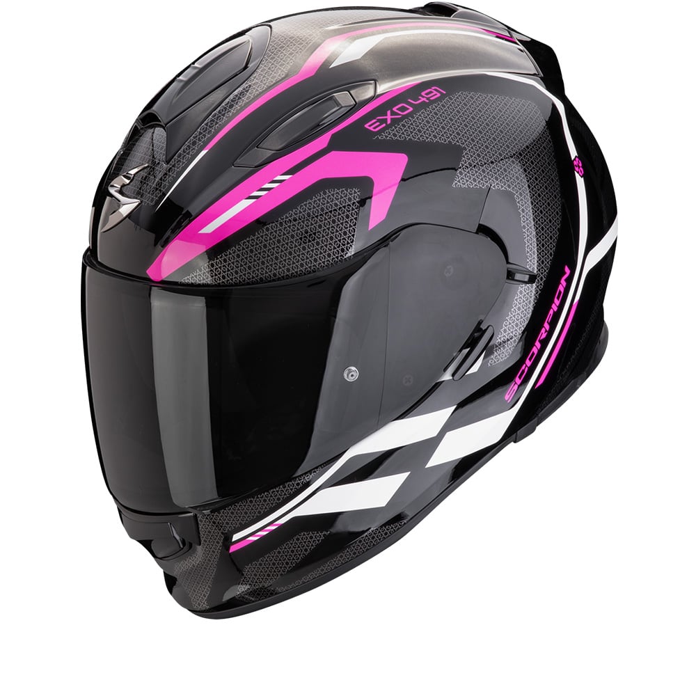 Image of Scorpion EXO-491 Kripta Black-Pink-White Full Face Helmet Size L ID 3701629107077