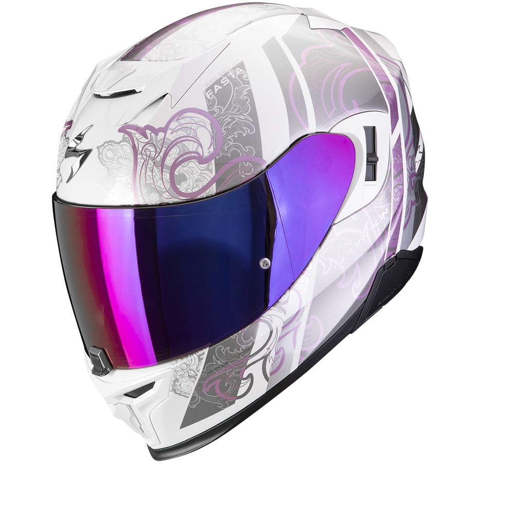 Image of Scorpion EXO-520 Evo Air Fasta White-Purple Full Face Helmet Size XS ID 3399990123354
