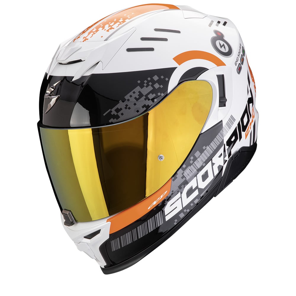 Image of Scorpion EXO-520 Evo Air Titan White-Orange Full Face Helmet Talla 2XL