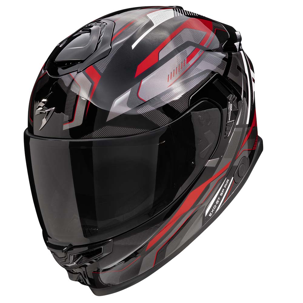 Image of Scorpion EXO-GT SP AIR Augusta Black Grey Red Full Face Helmet Size L ID 3701629114945