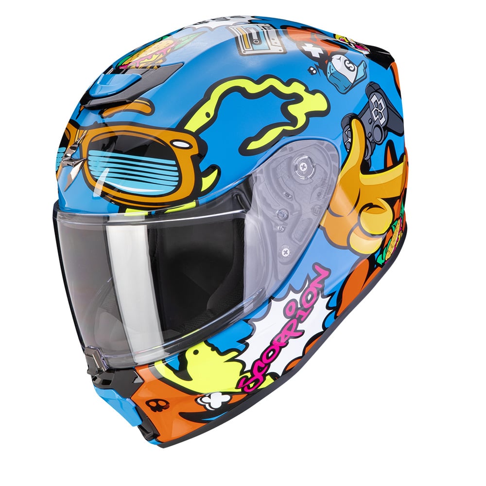 Image of Scorpion EXO-JNR Fun Blue Orange Full Face Helmet Size L ID 3701629106292