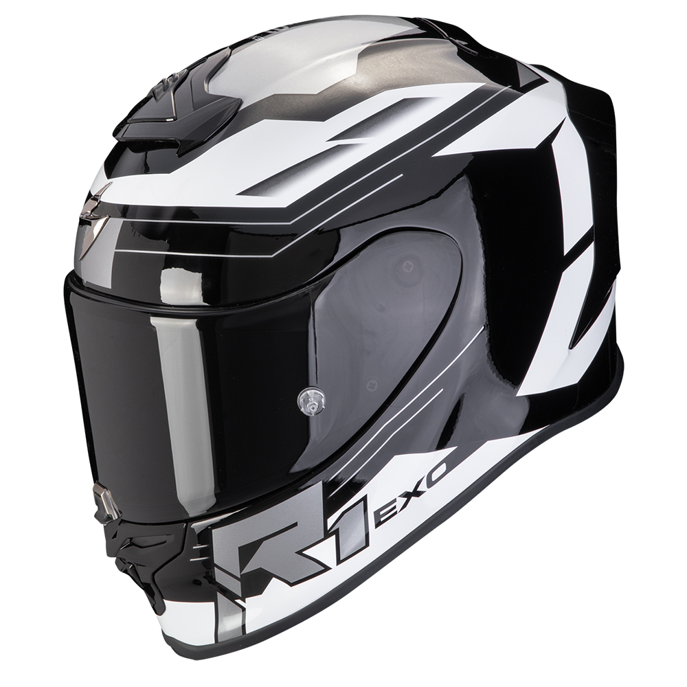 Image of Scorpion EXO-R1 Evo Air Blaze Black White Full Face Helmet Talla L