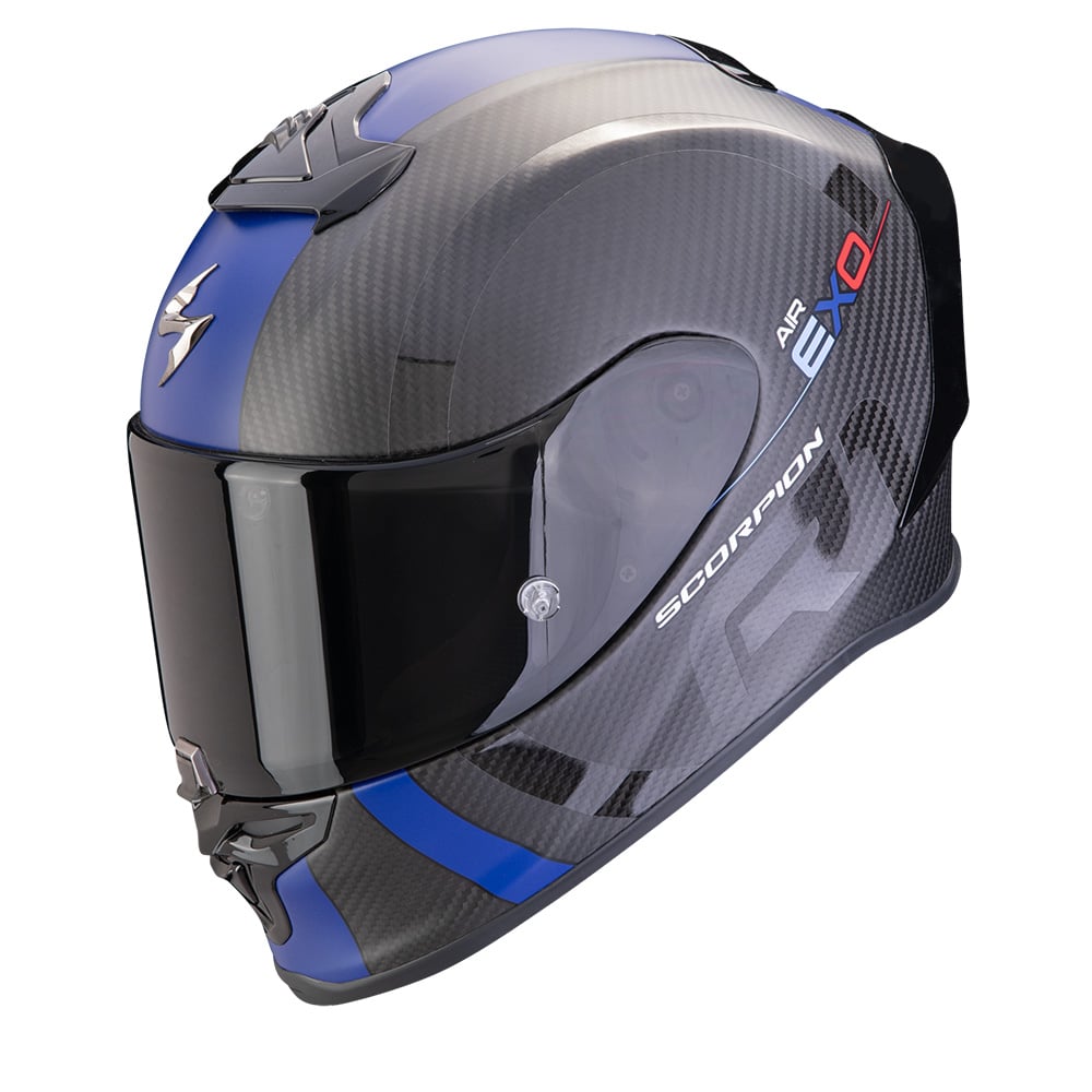 Image of Scorpion EXO-R1 Evo Carbon Air Mg Matt Black-Blue Full Face Helmet Size 2XL ID 3701629105325
