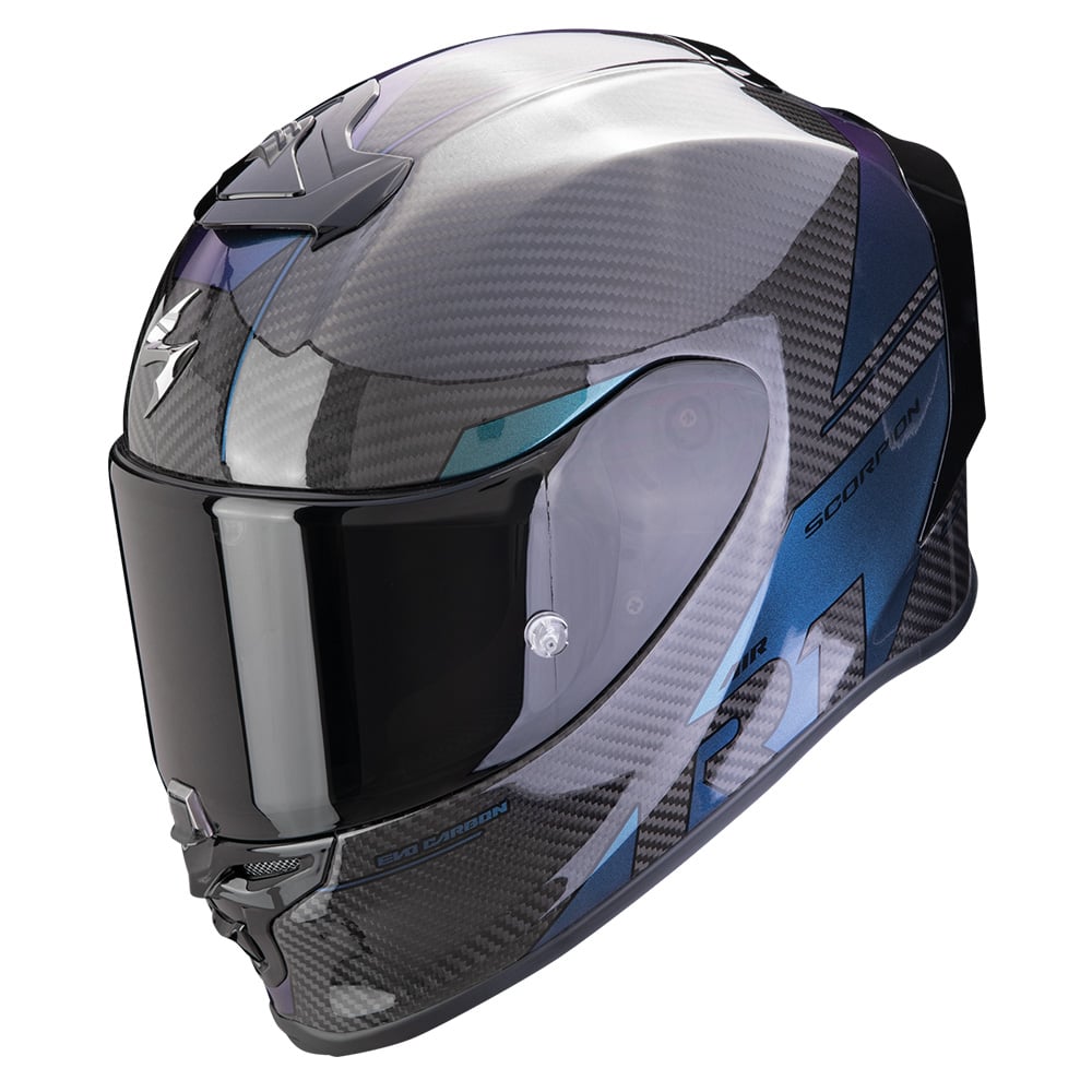 Image of Scorpion EXO-R1 Evo Carbon Air Rally Black-Chameleon Full Face Helmet Size XL ID 3701629105745