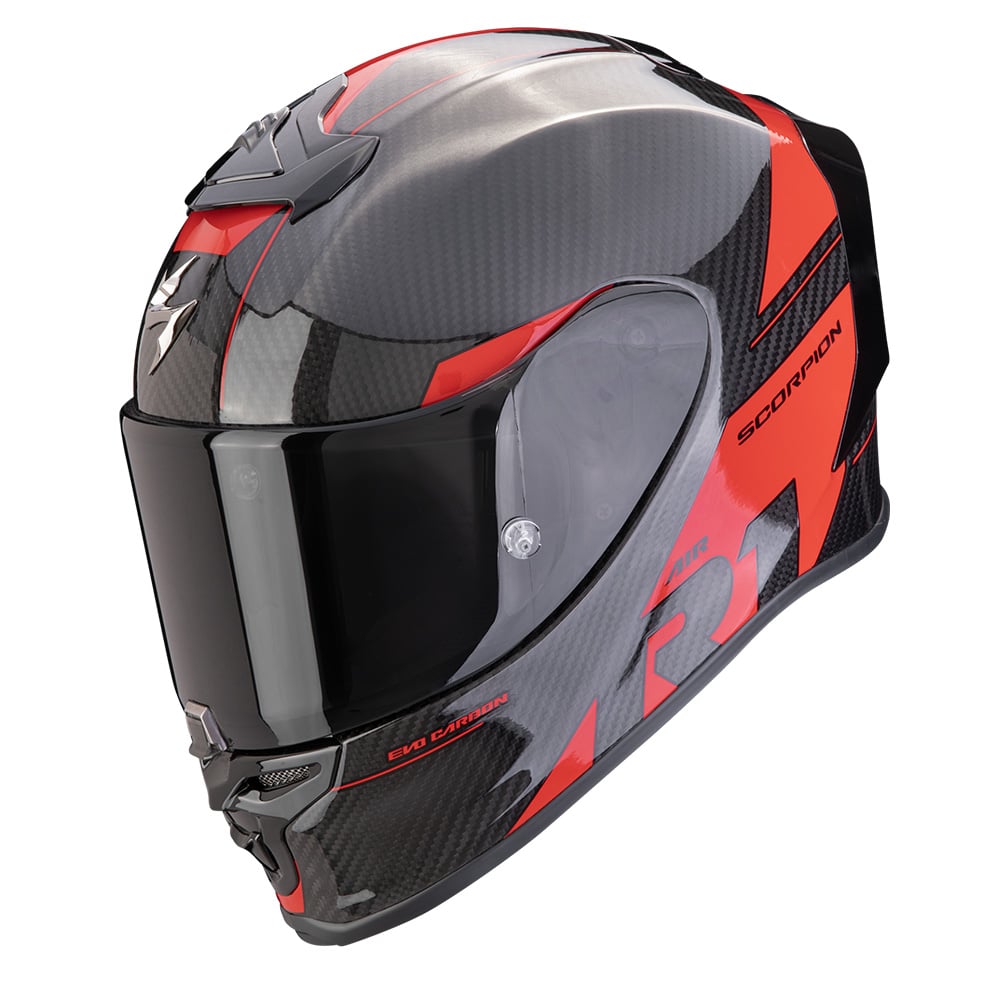 Image of Scorpion EXO-R1 Evo Carbon Air Rally Black-Red Full Face Helmet Size M ID 3701629105875