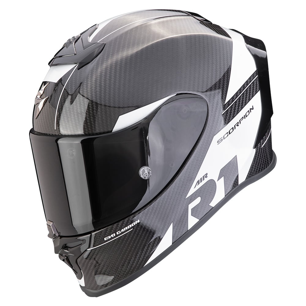 Image of Scorpion EXO-R1 Evo Carbon Air Rally Black-White Full Face Helmet Size XL ID 3701629105790