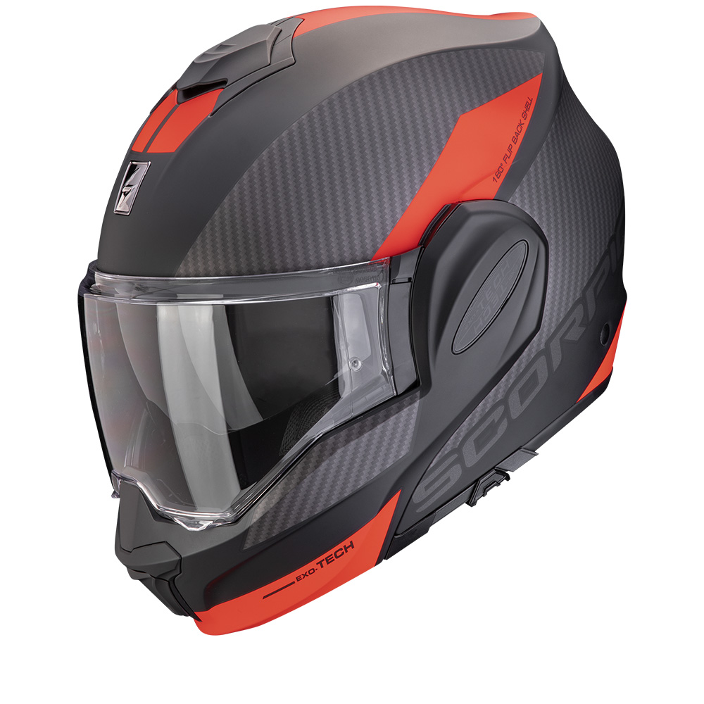 Image of Scorpion EXO-Tech Evo Team Mat Black-Silver-Red Casque Modulable Taille XS