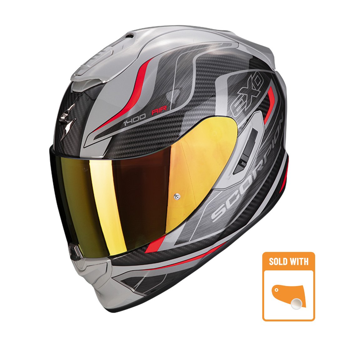 Image of Scorpion Exo-1400 Evo Air Attune Grey-Black-Red Full Face Helmet Size 2XL ID 3399990100386