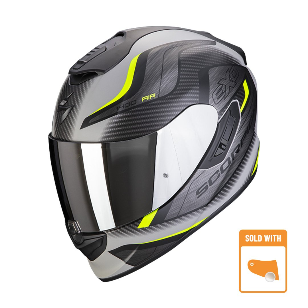 Image of Scorpion Exo-1400 Evo Air Attune Matt Grey-Black-Neon Yellow Full Face Helmet Size 2XL EN