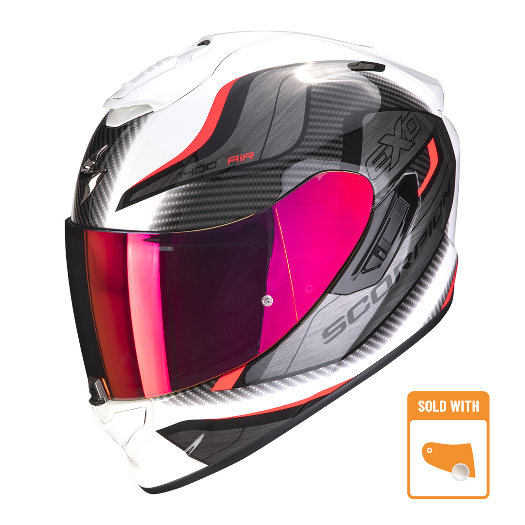 Image of Scorpion Exo-1400 Evo Air Attune White-Red Full Face Helmet Size 2XL ID 3399990100324
