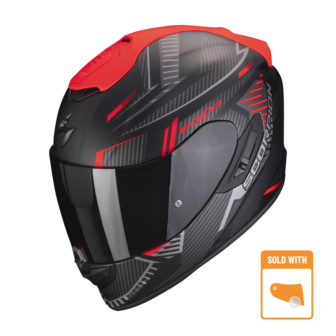 Image of Scorpion Exo-1400 Evo Air Shell Matt Black-Red Full Face Helmet Talla XL
