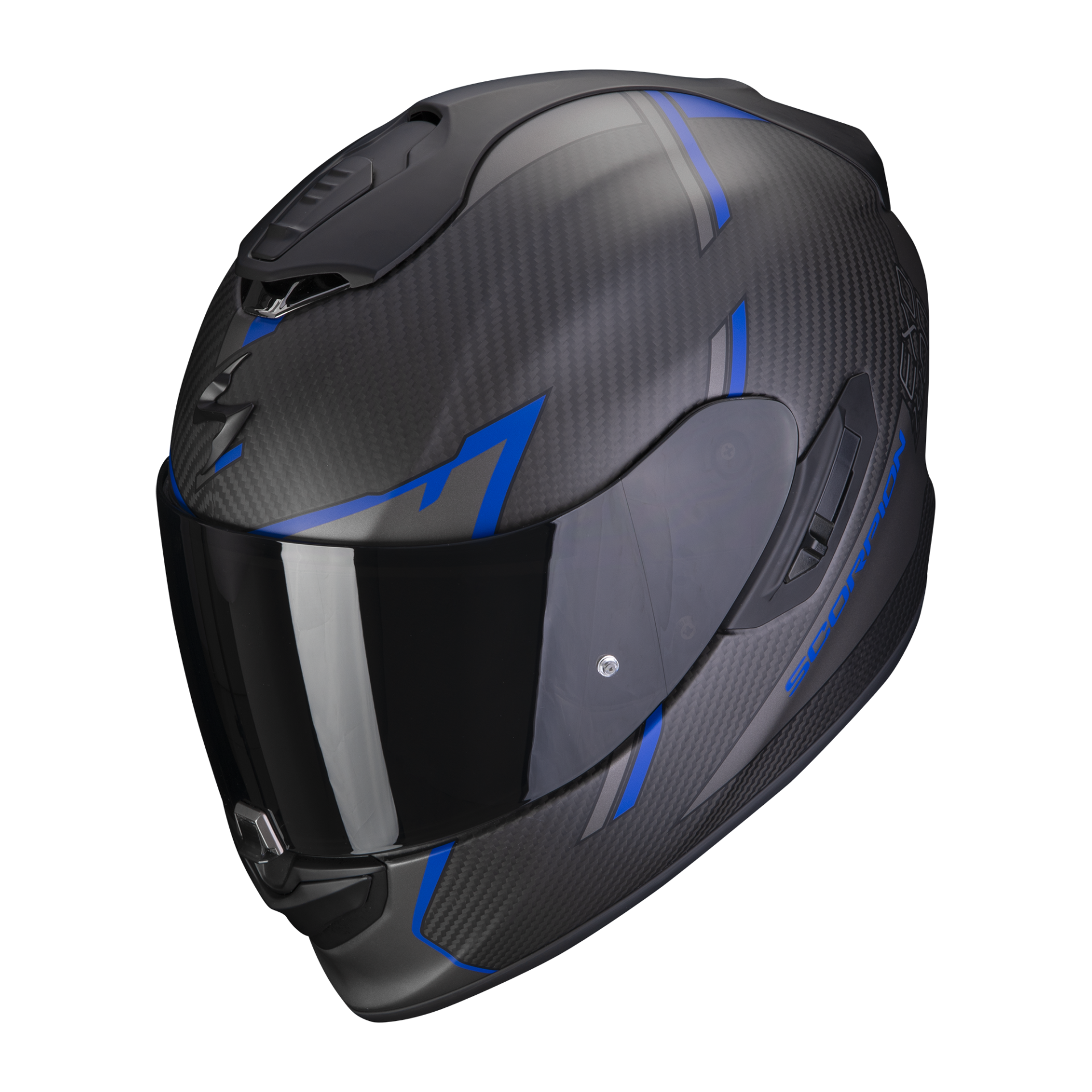 Image of Scorpion Exo-1400 Evo Carbon Air Kendal Matt Black-Blue Full Face Helmet Size 2XL EN