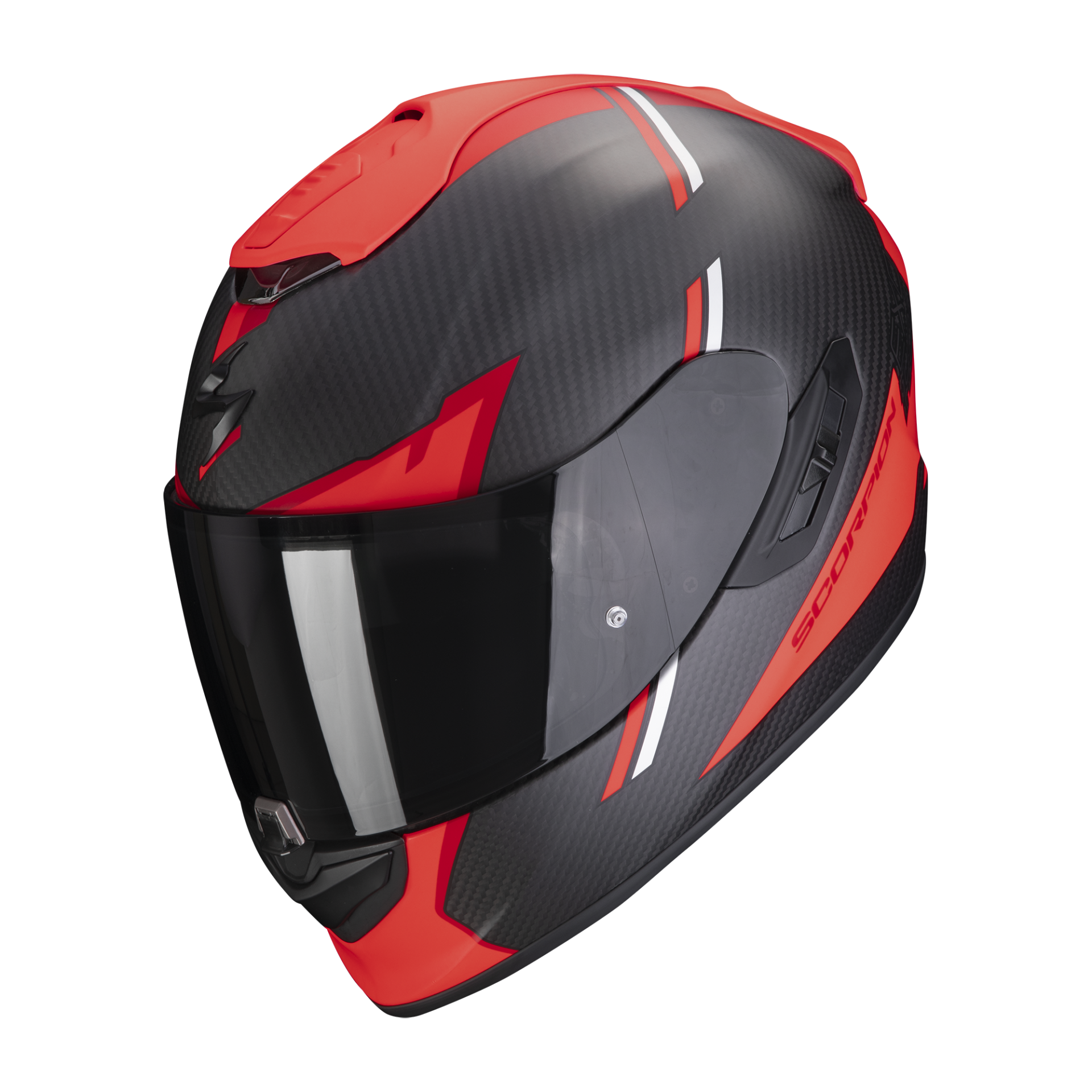 Image of Scorpion Exo-1400 Evo Carbon Air Kendal Matt Black-Red Full Face Helmet Talla 2XL