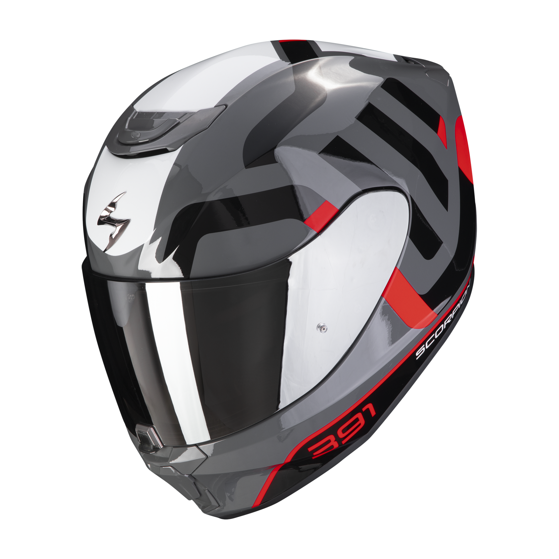 Image of Scorpion Exo-391 Arok Grey-Red-Black Full Face Helmet Size L ID 3399990109457