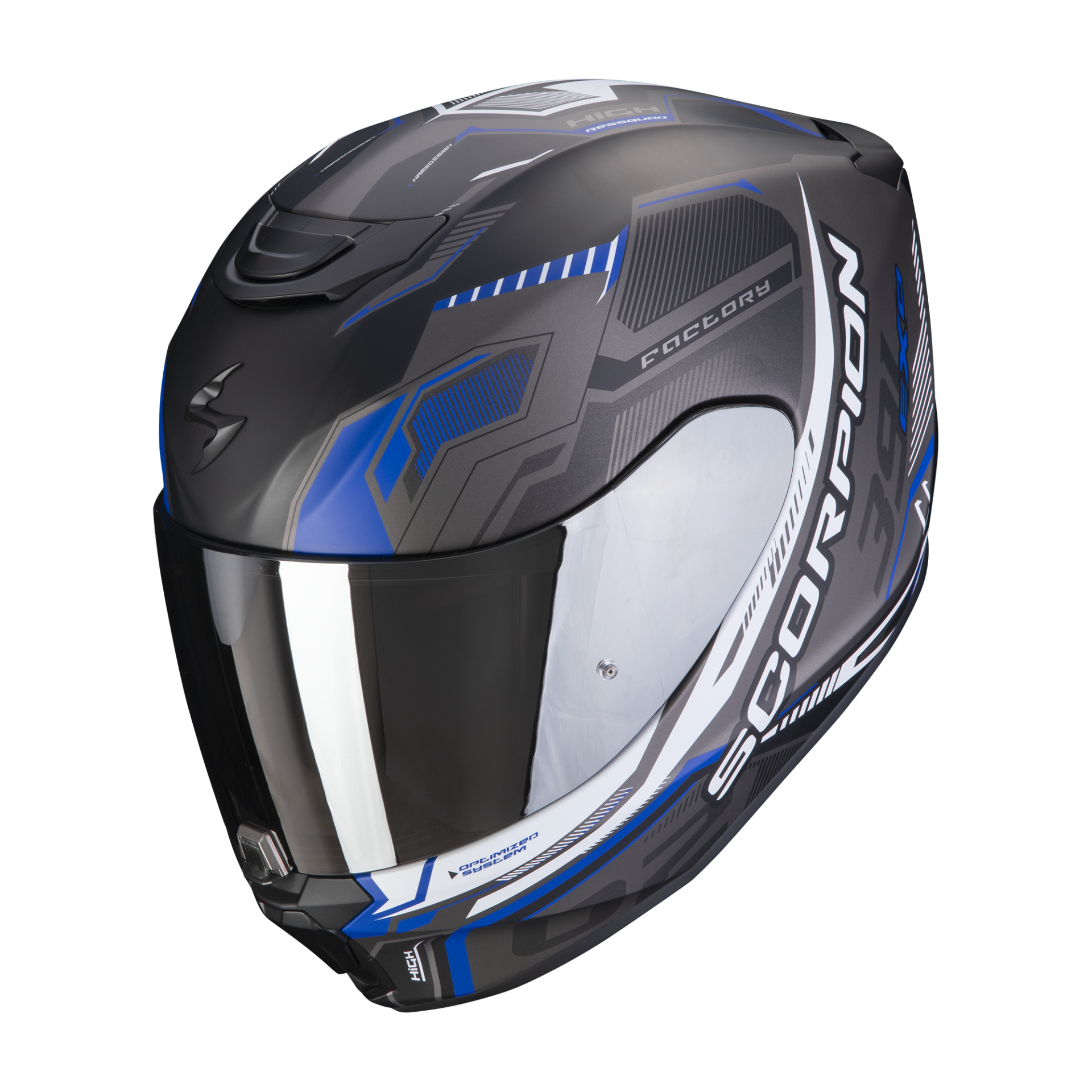 Image of Scorpion Exo-391 Haut Matt Black-Silver-Blue Full Face Helmet Size 2XL EN